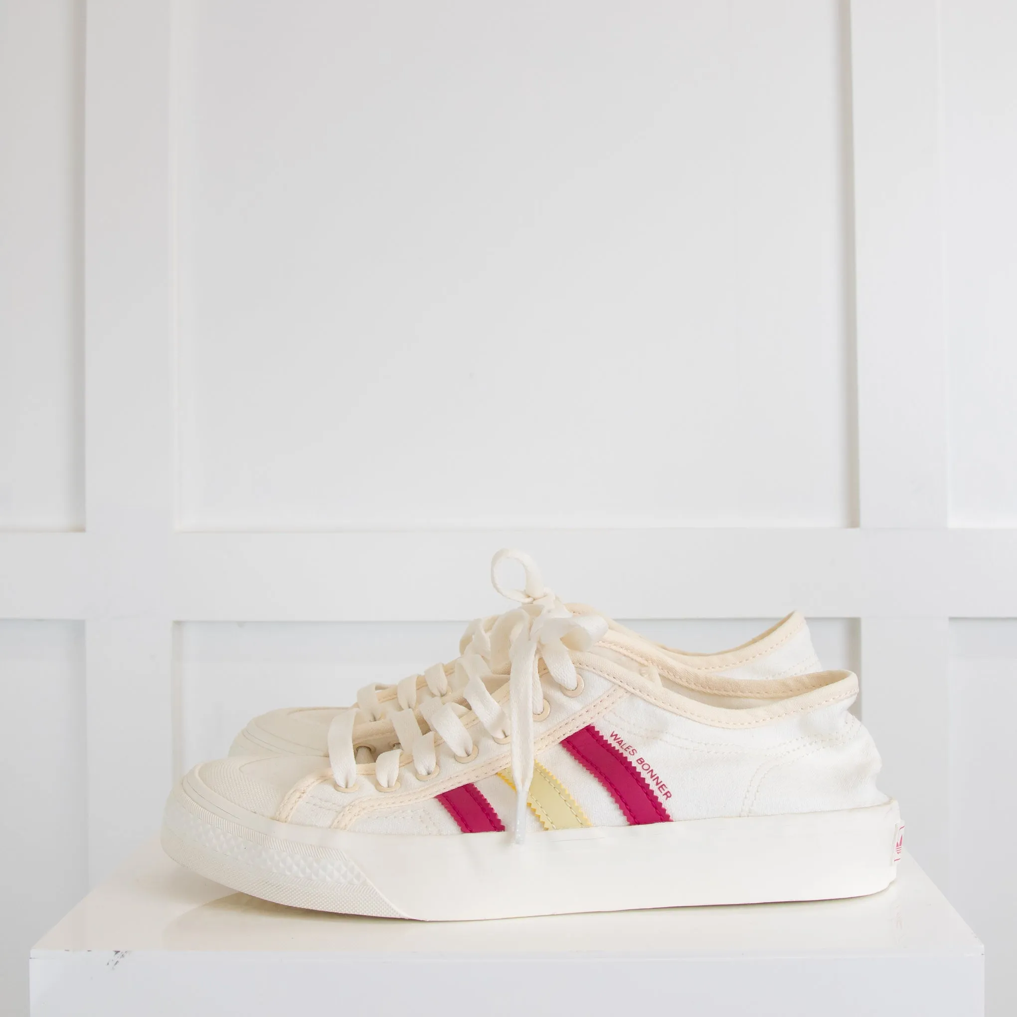 Adidas Wales Bonner Cream With Pink Stripes Tainers