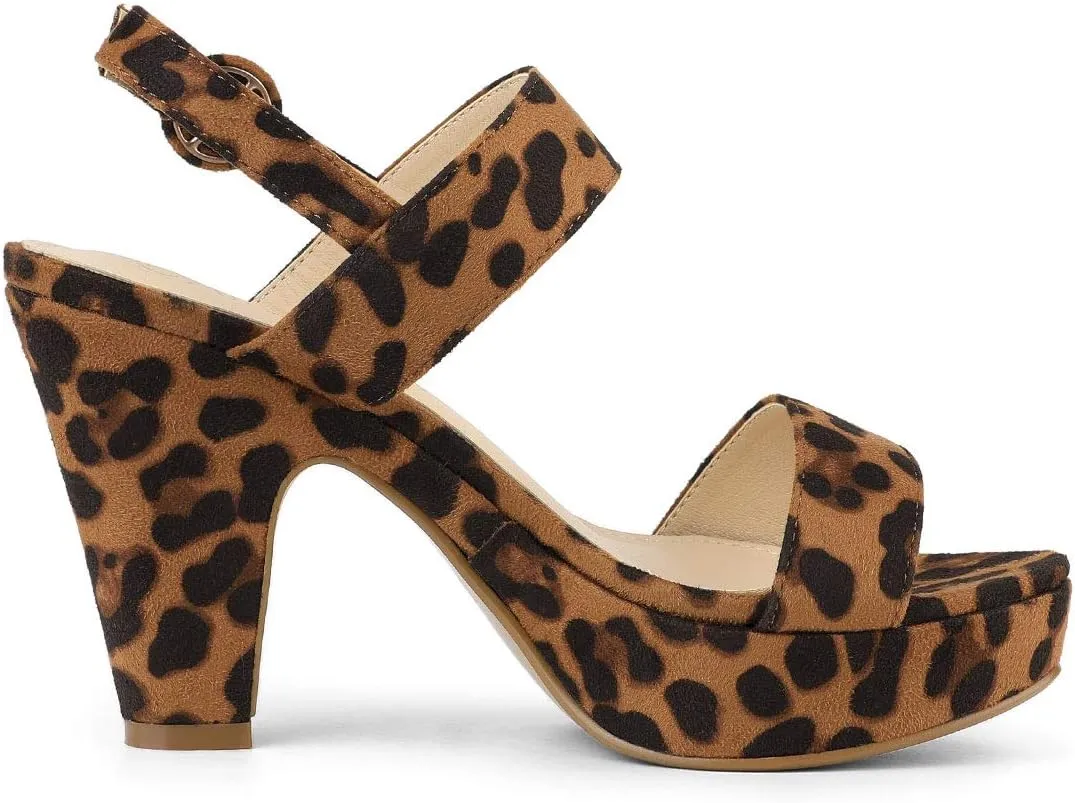 Allegra K Women's Slingback Platform Heels Chunky High Heel Sandals