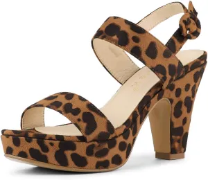 Allegra K Women's Slingback Platform Heels Chunky High Heel Sandals