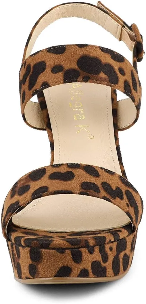 Allegra K Women's Slingback Platform Heels Chunky High Heel Sandals