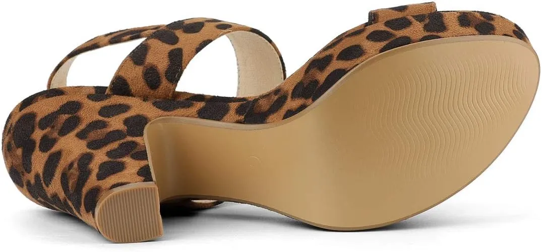 Allegra K Women's Slingback Platform Heels Chunky High Heel Sandals