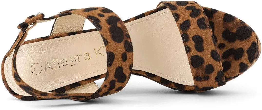 Allegra K Women's Slingback Platform Heels Chunky High Heel Sandals