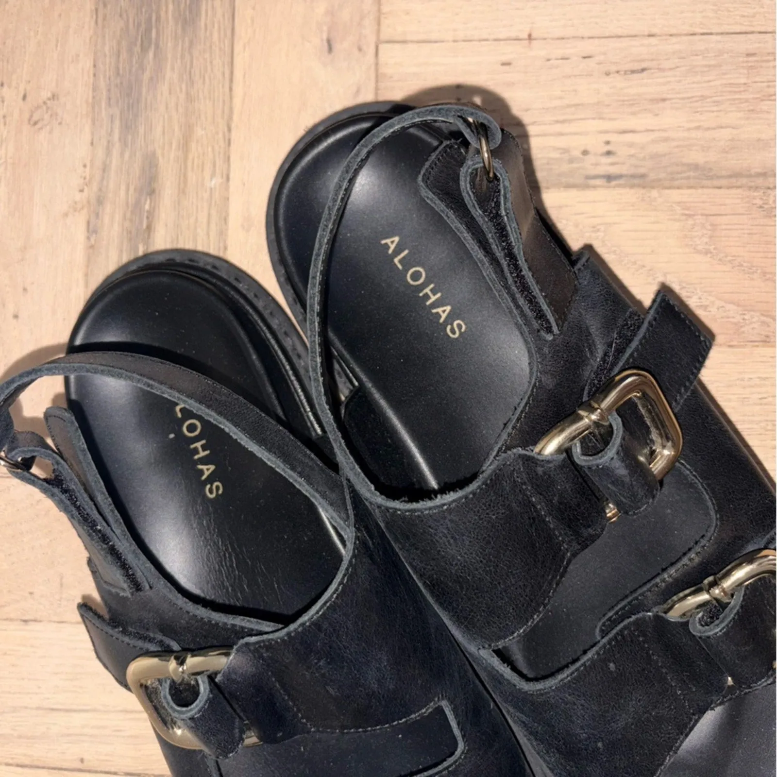 Alohas Harper Leather Chunky Buckle Sandals (W11) - (W11.5)