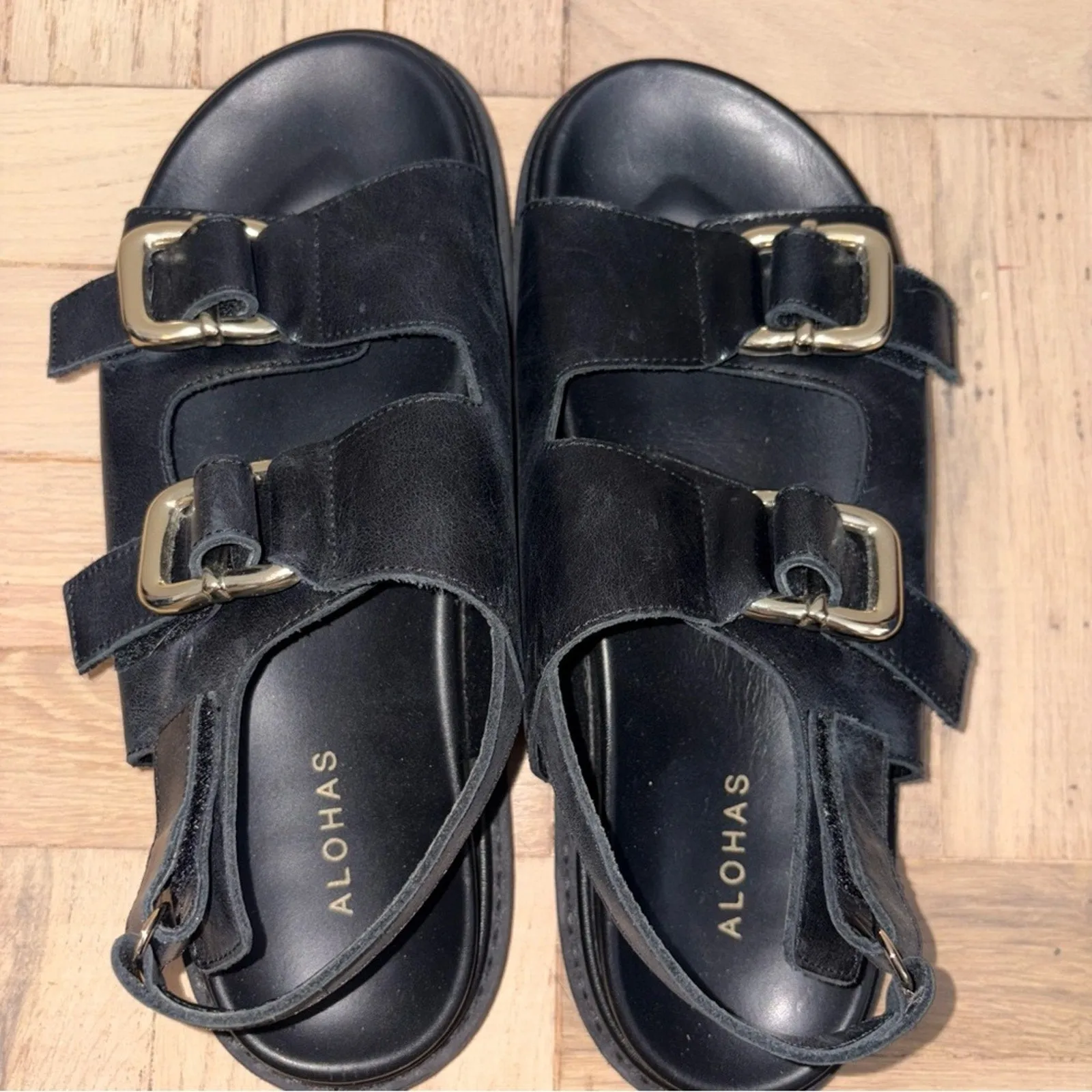 Alohas Harper Leather Chunky Buckle Sandals (W11) - (W11.5)