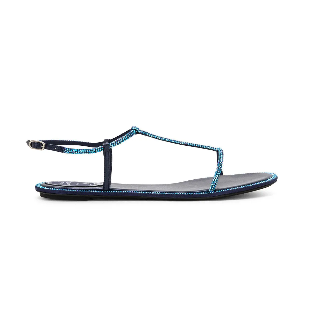 Amalia Two Strap Strass Flat Sandals