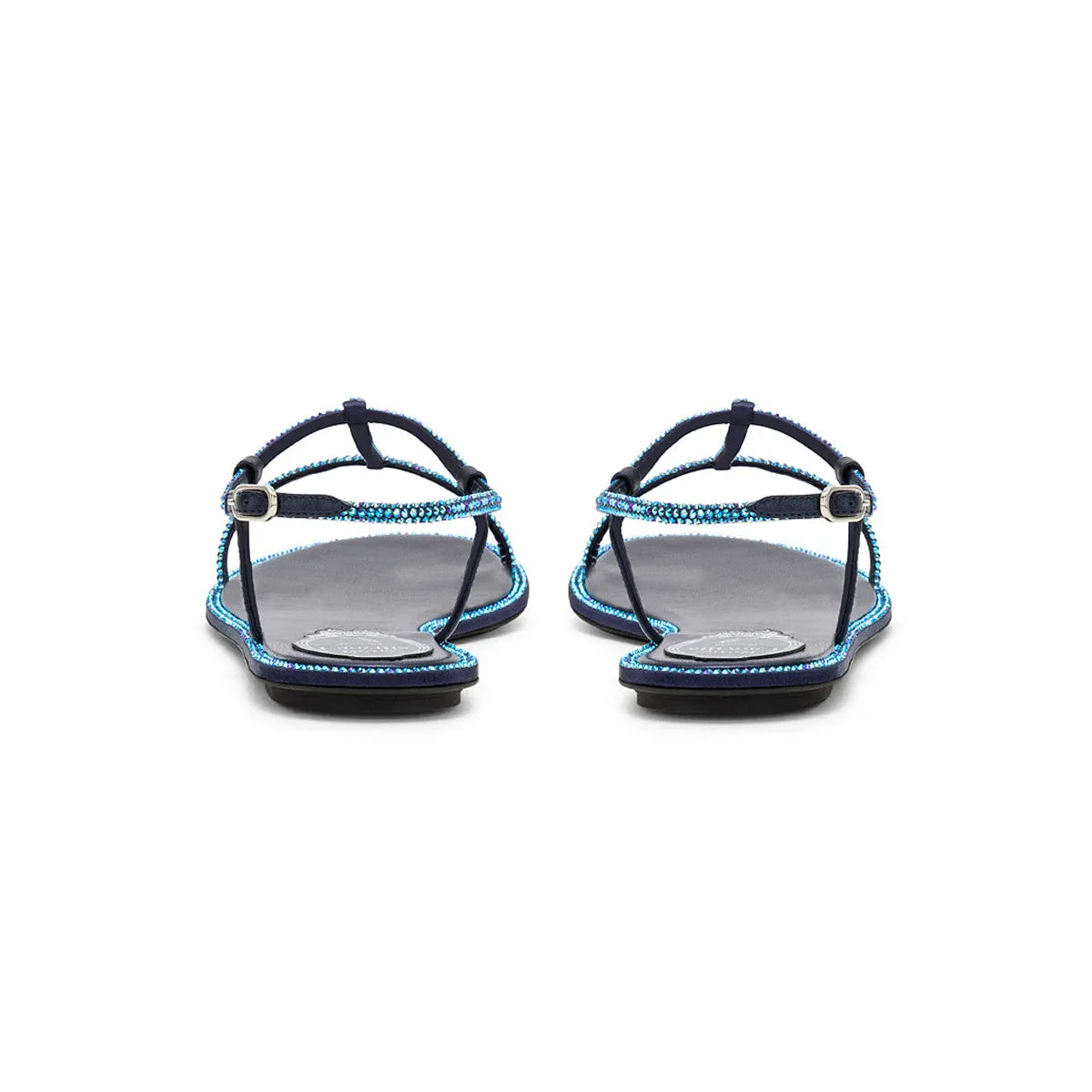 Amalia Two Strap Strass Flat Sandals