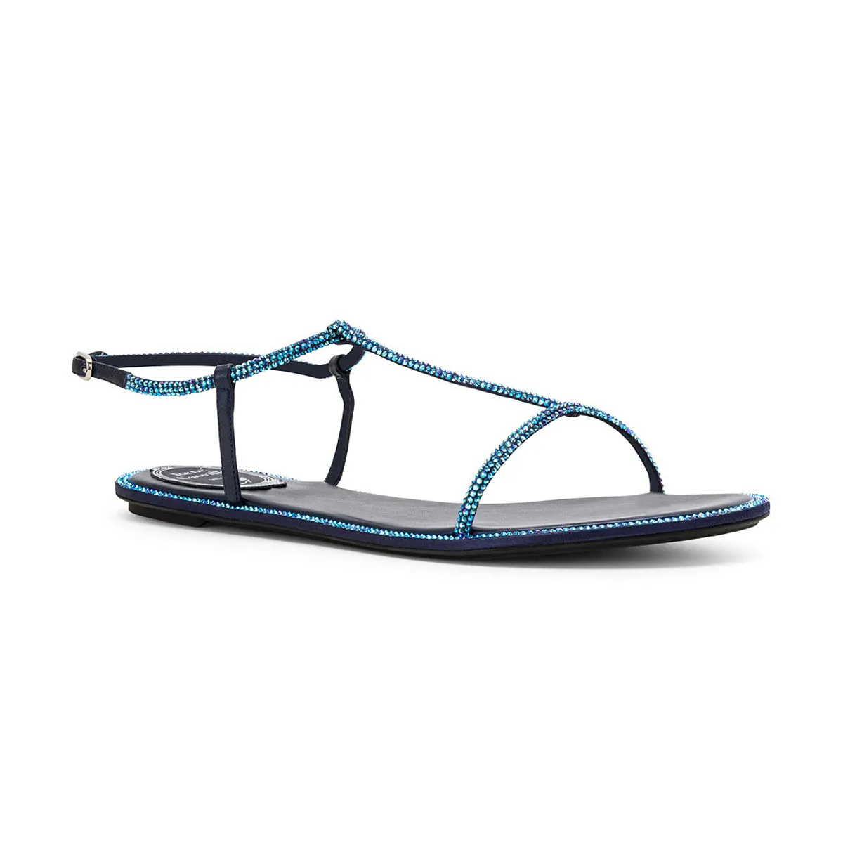 Amalia Two Strap Strass Flat Sandals