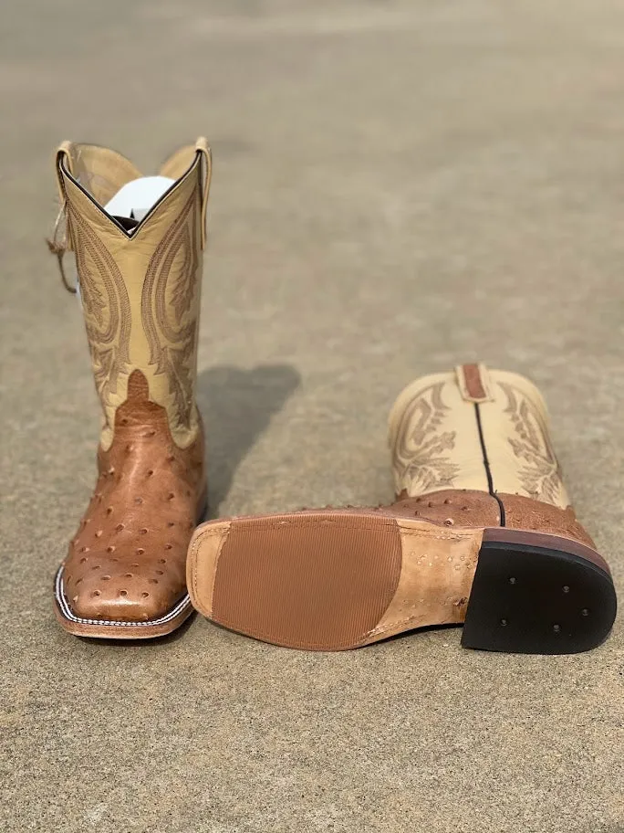 Anderson Bean 6881L 11" Tan Full Quill Ostrich Wide Square Toe (SHOP IN-STORES TOO)