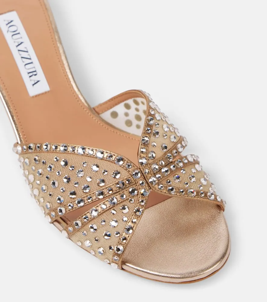 Aquazzura Crystal Love 35 embellished tulle mules