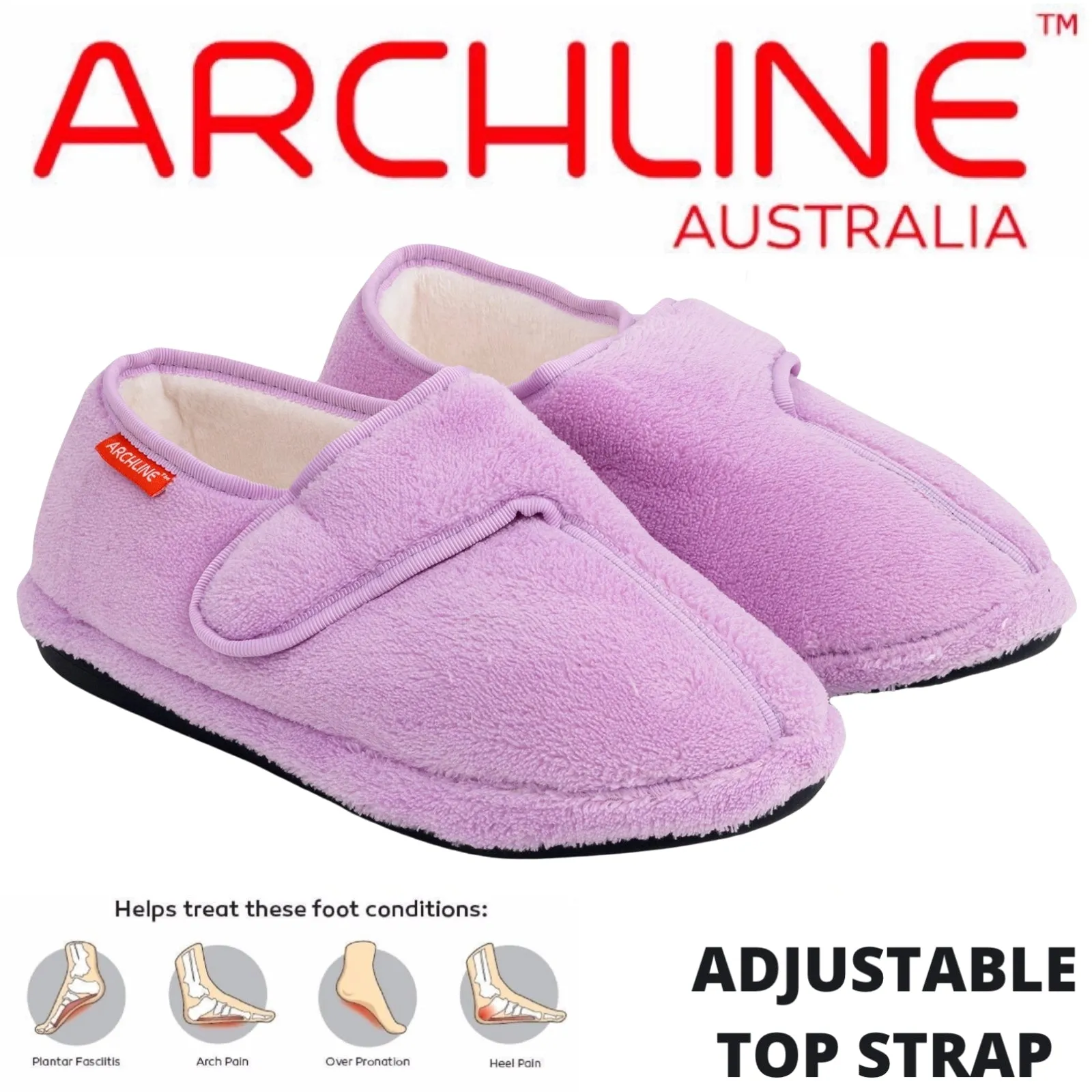ARCHLINE Orthotic Plus Slippers Closed Scuffs Pain Relief Moccasins - Lilac - EU 36