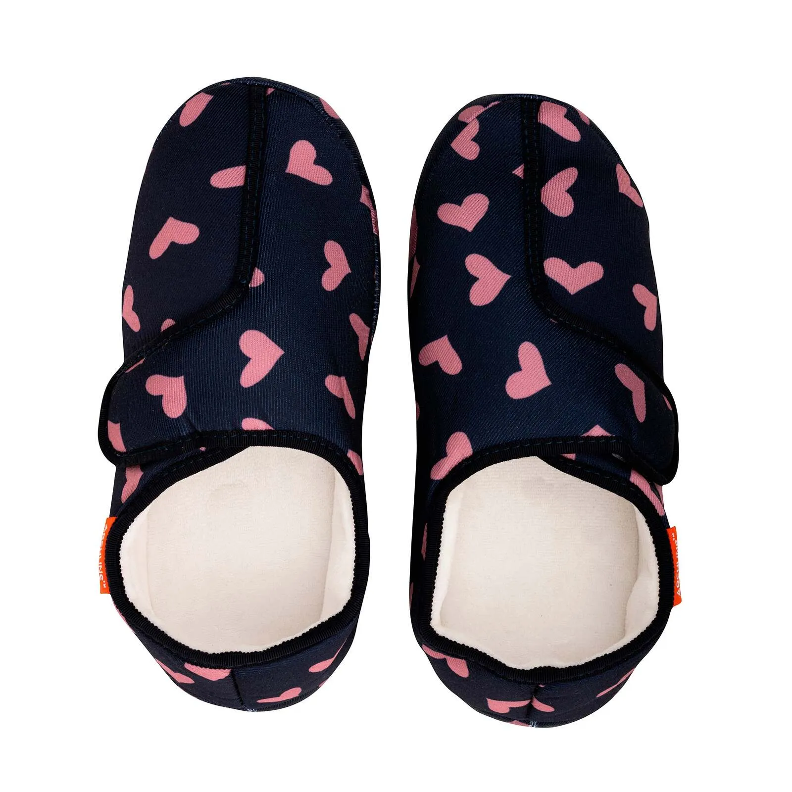 ARCHLINE Orthotic Plus Slippers Closed Scuffs Pain Relief Moccasins - Navy Hearts - EU 36