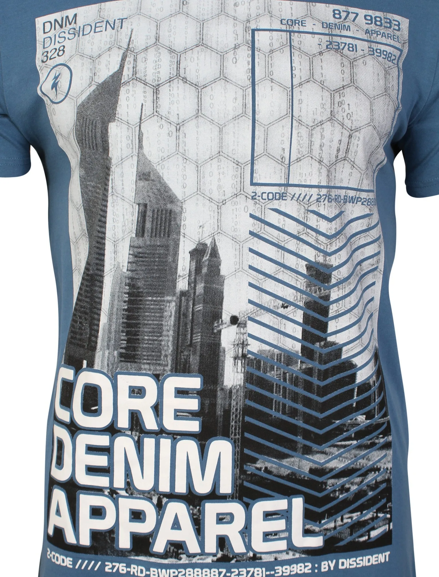 Arrow Crane Motif Print T-Shirt in Vintage Blue - Dissident