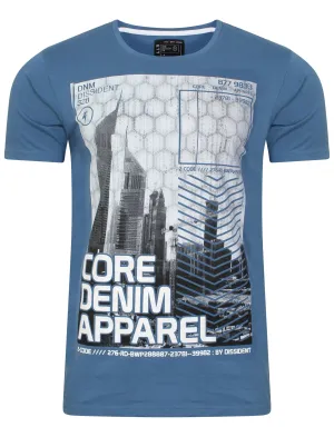 Arrow Crane Motif Print T-Shirt in Vintage Blue - Dissident