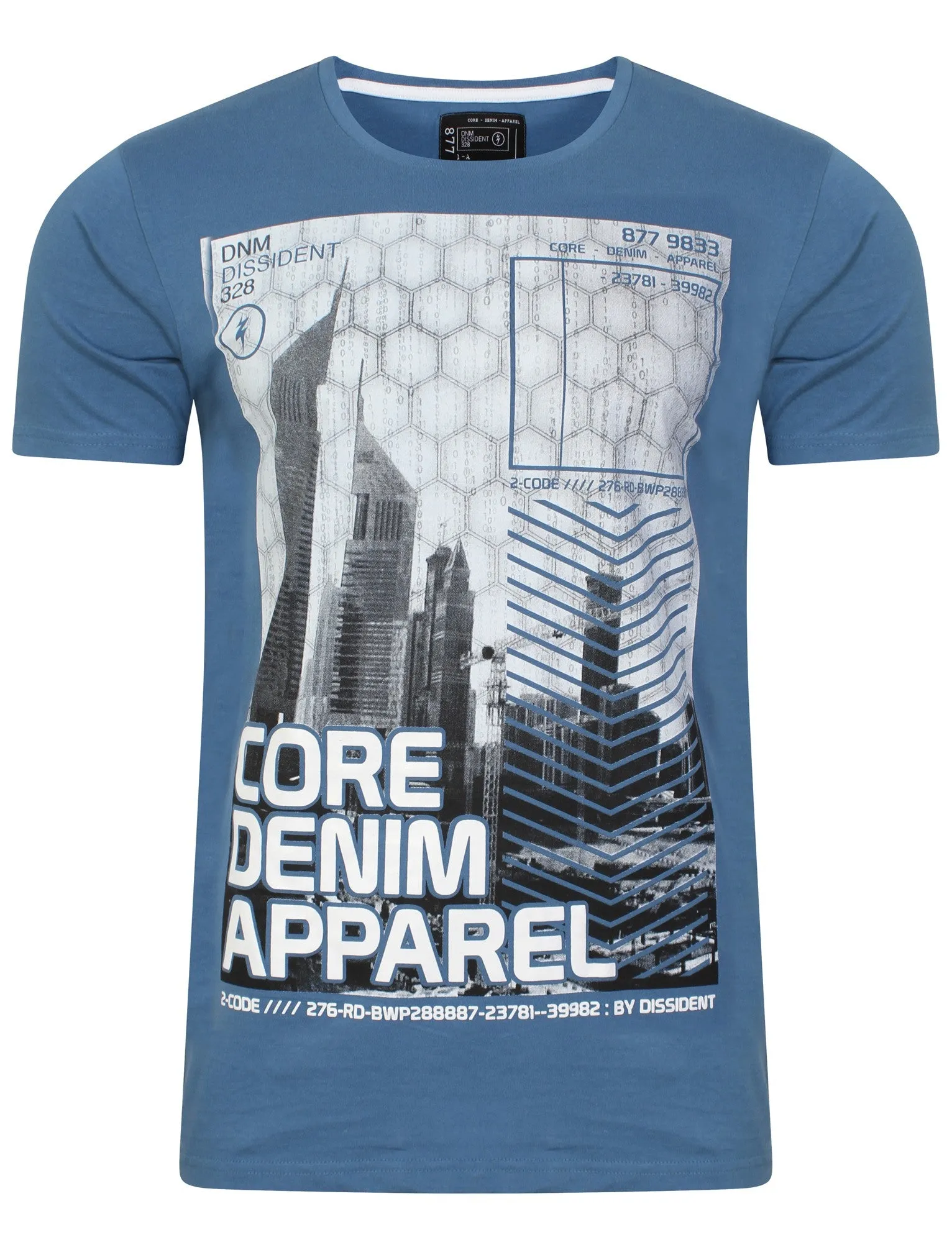 Arrow Crane Motif Print T-Shirt in Vintage Blue - Dissident