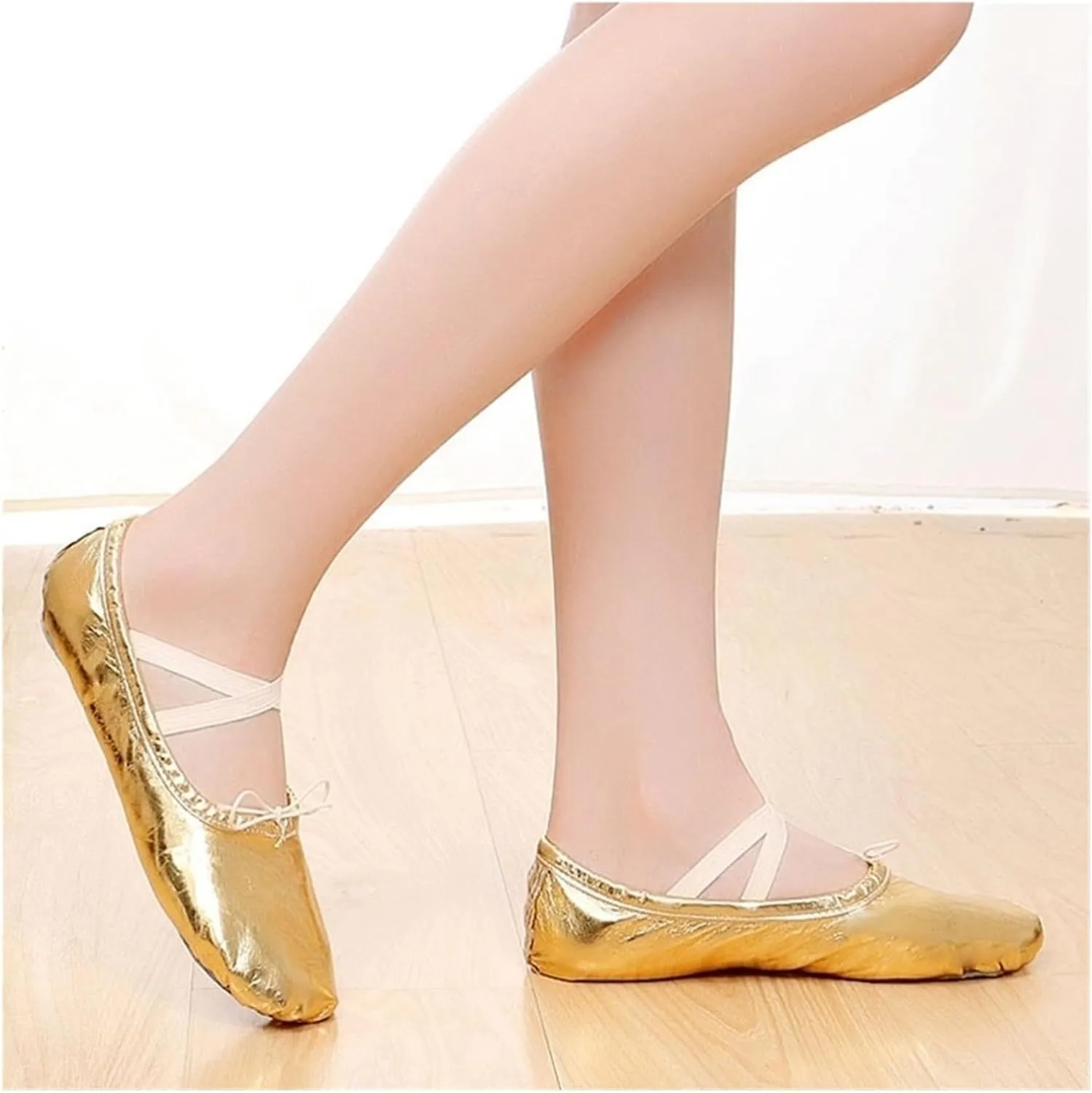 Ballet Shoes Quality Golden Silver PU Yoga Belly Dance Shoes Performance Soft Sole Gym Ballet Dance Shoes Children Girls Woman Dance Shoes(PUgold,EU37(22cm))