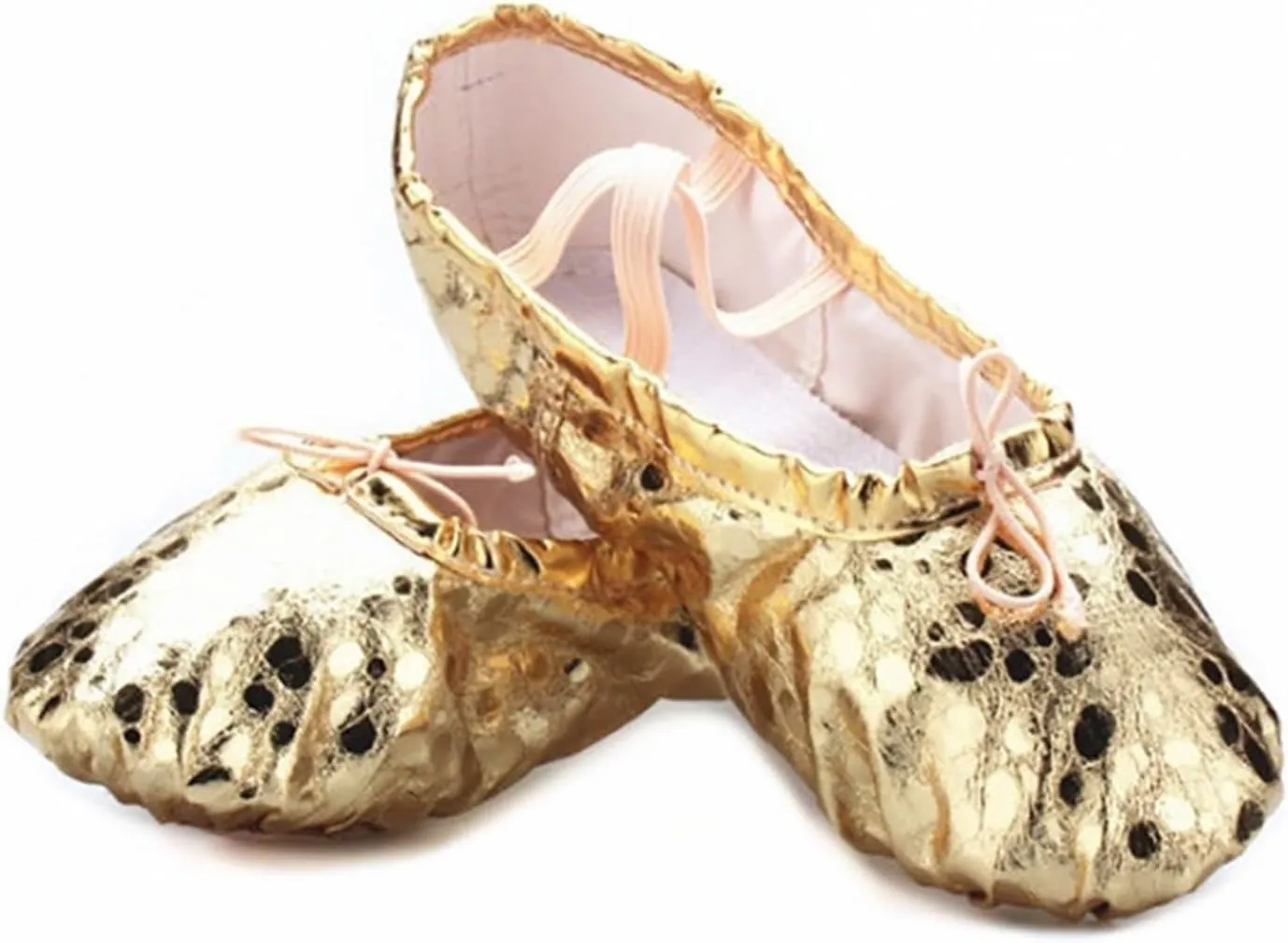 Ballet Shoes Quality Golden Silver PU Yoga Belly Dance Shoes Performance Soft Sole Gym Ballet Dance Shoes Children Girls Woman Dance Shoes(PUgold,EU37(22cm))