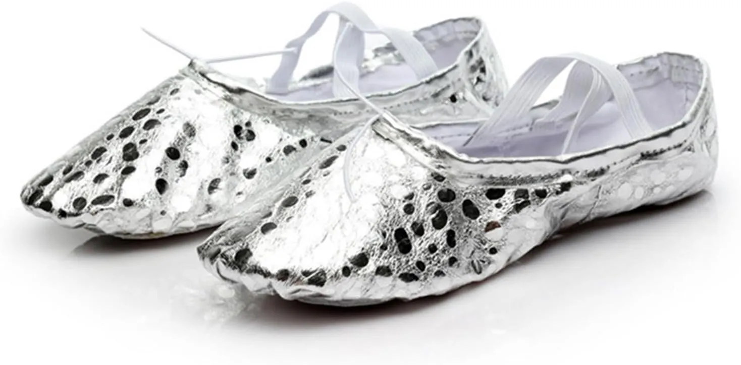 Ballet Shoes Quality Golden Silver PU Yoga Belly Dance Shoes Performance Soft Sole Gym Ballet Dance Shoes Children Girls Woman Dance Shoes(PUgold,EU37(22cm))