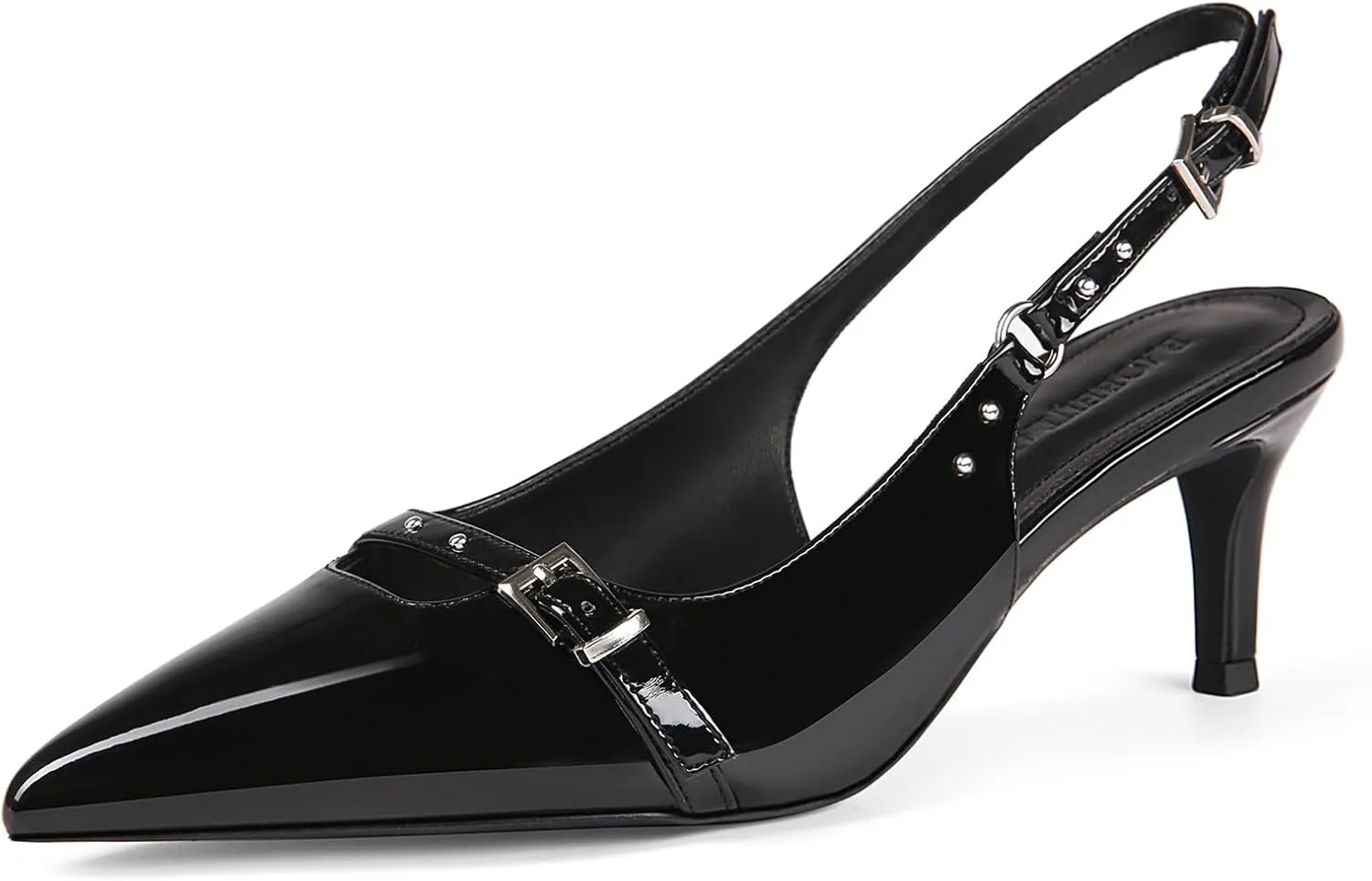 baobeijiadao Womens Slingback Heels Pointed Toe Slip On Pumps Closed Toe Kitten Heel Heeled Sandals Patent Leather Dress Shoes for Women