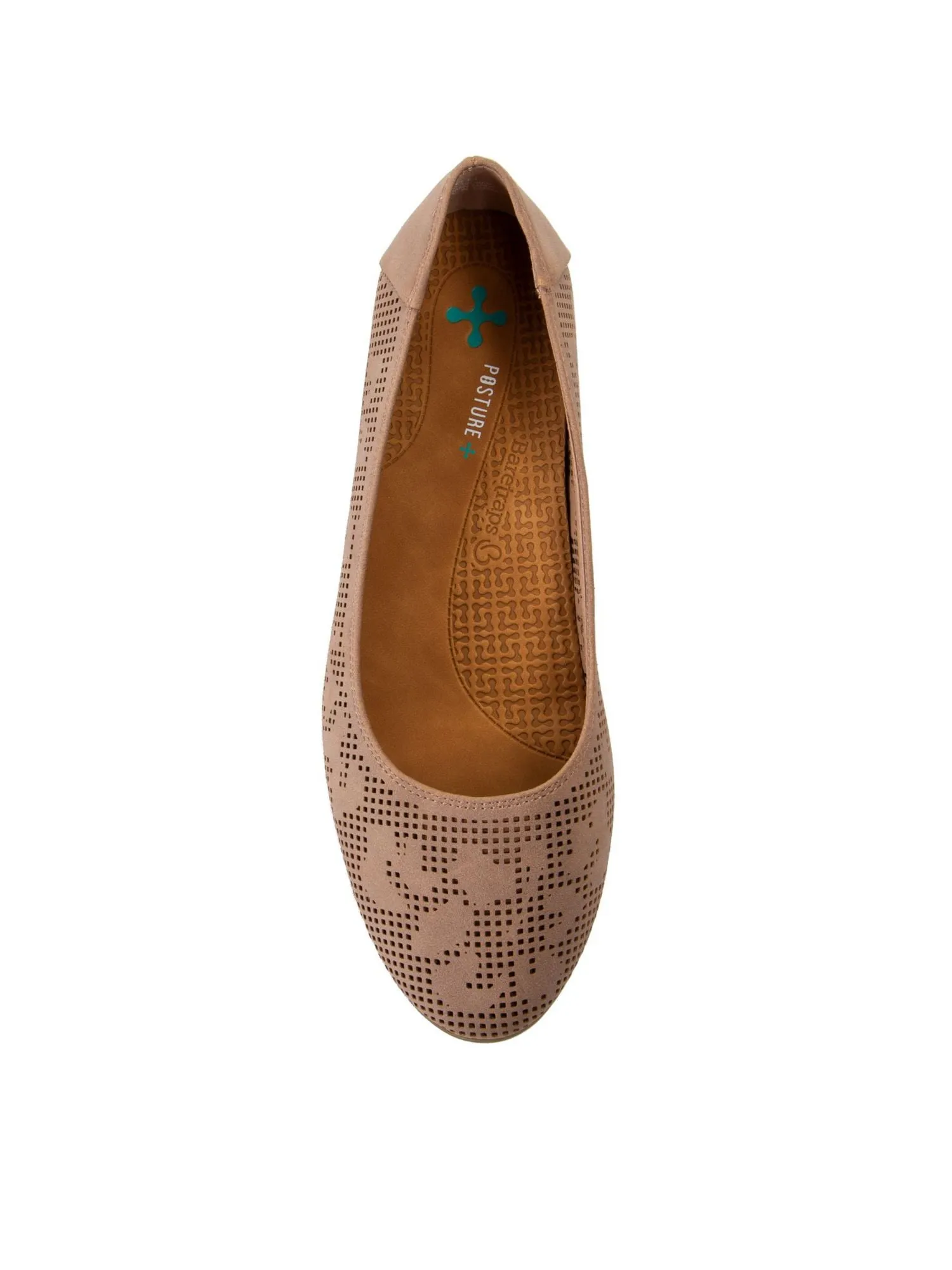 BARETRAPS Womens Brown Laser Cut Cushioned Arch Support Hidden Heel Nixy Almond Toe Wedge Slip On Ballet Flats
