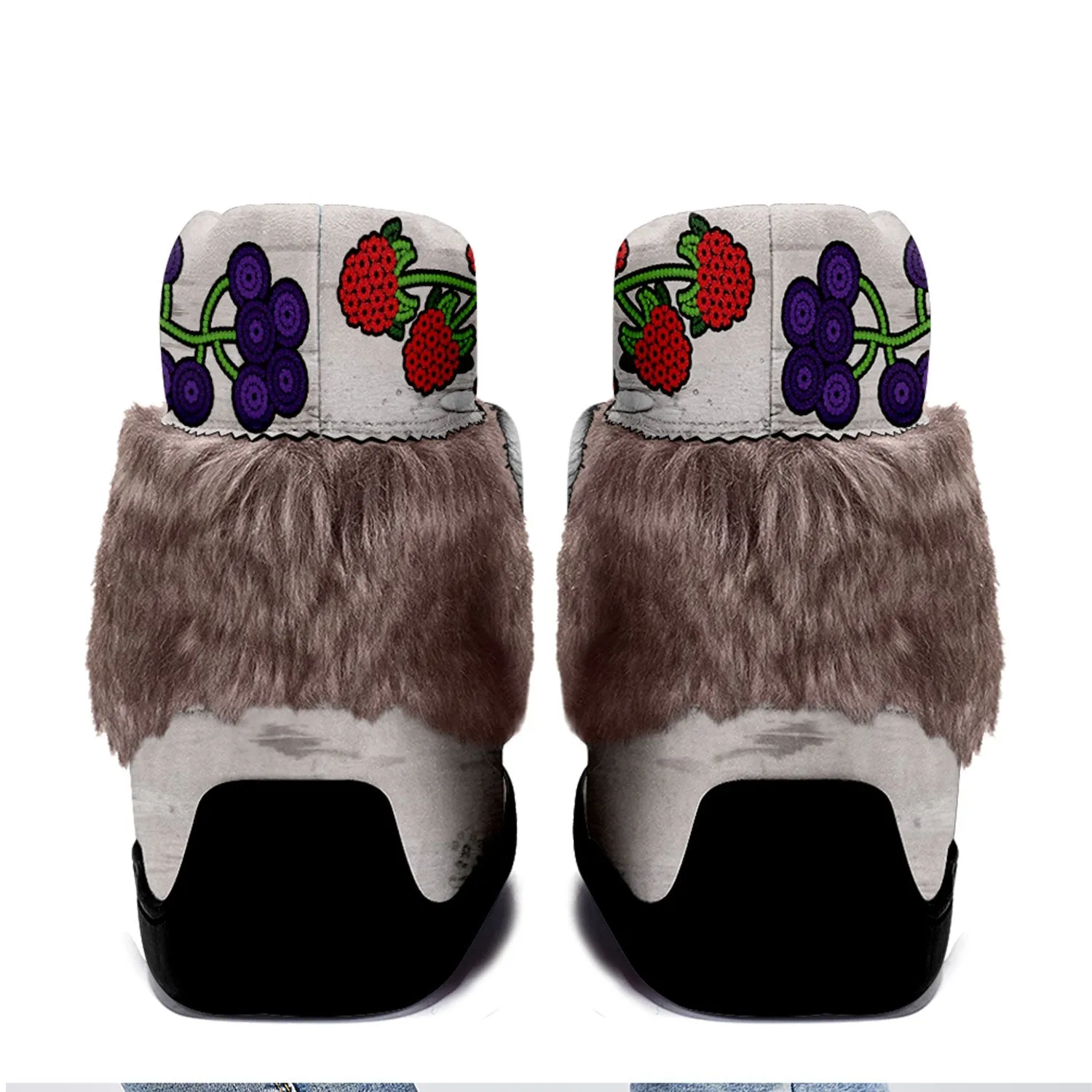 Birch Berries White Leather MocLux Short Style with Fur