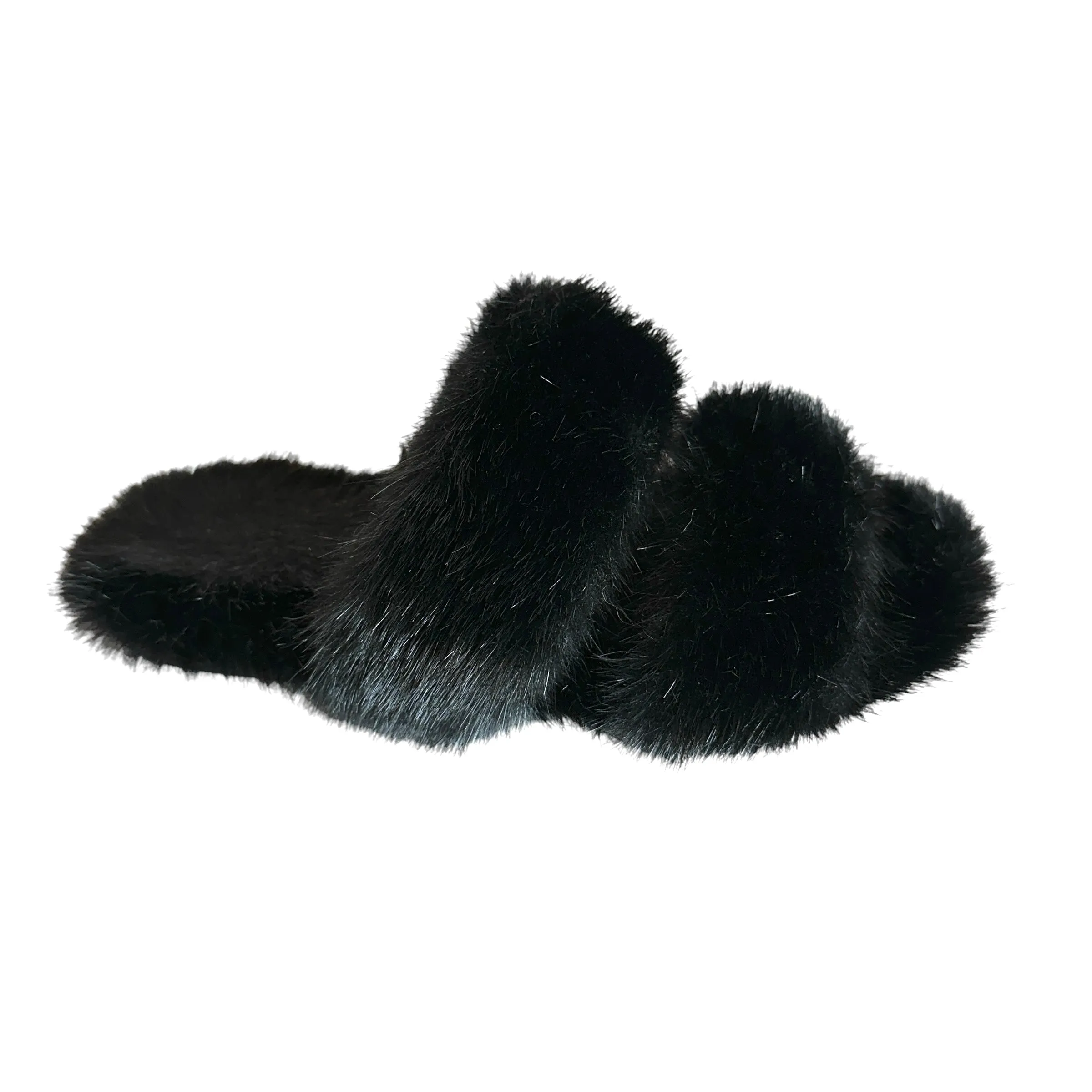 Black Fur Sandals - 7.5