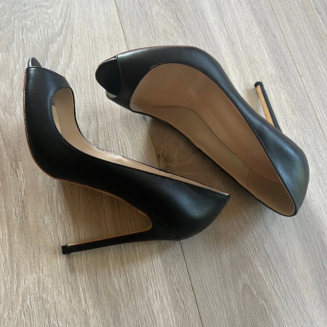 Black Peeptoe Pumps