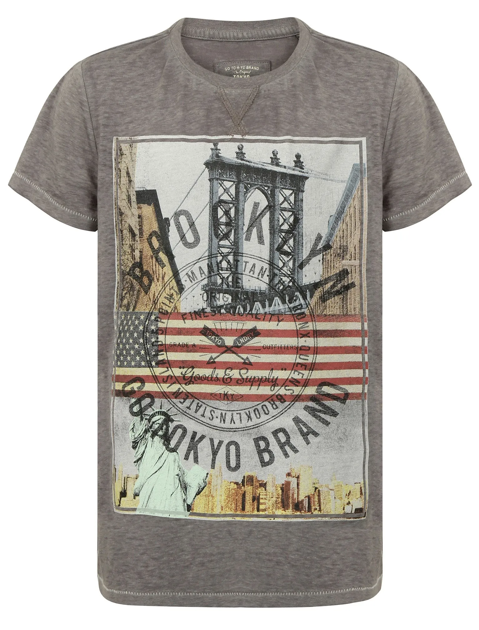 Boys K-Auburn Point Burnout T-Shirt in Pewter Grey - Tokyo Laundry Kids