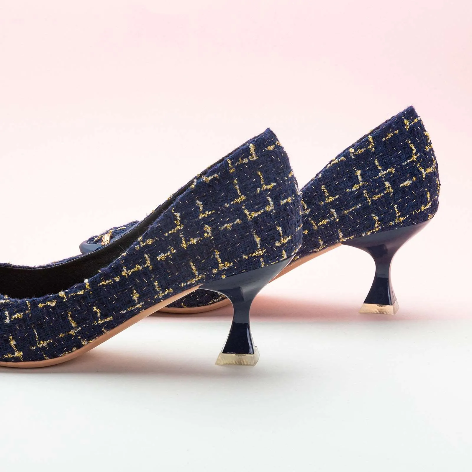 C Buckle Tweed Pumps (Olivia) Navy