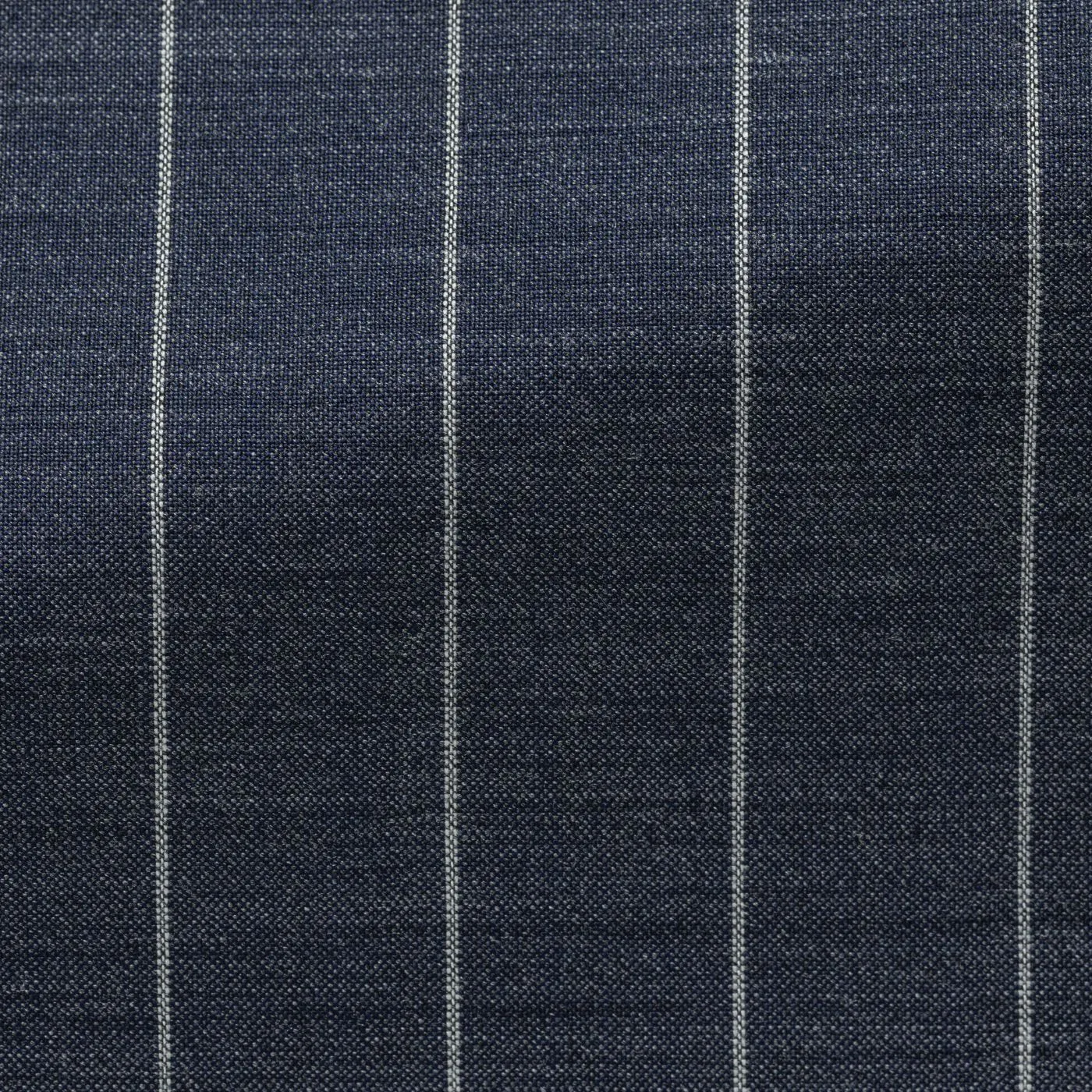 Cerruti Indigo S130 Merino Wool Plain Weave with White Pencil Stripe