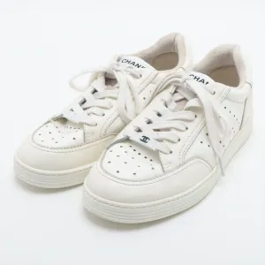 Chanel Coco Leather Trainers 38  White G38808