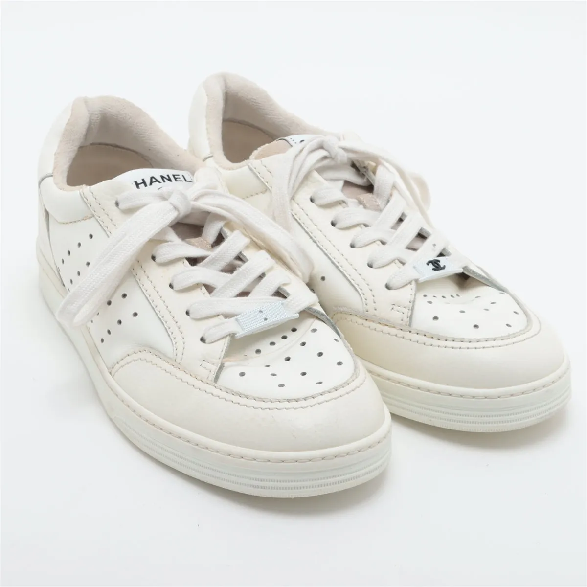 Chanel Coco Leather Trainers 38  White G38808