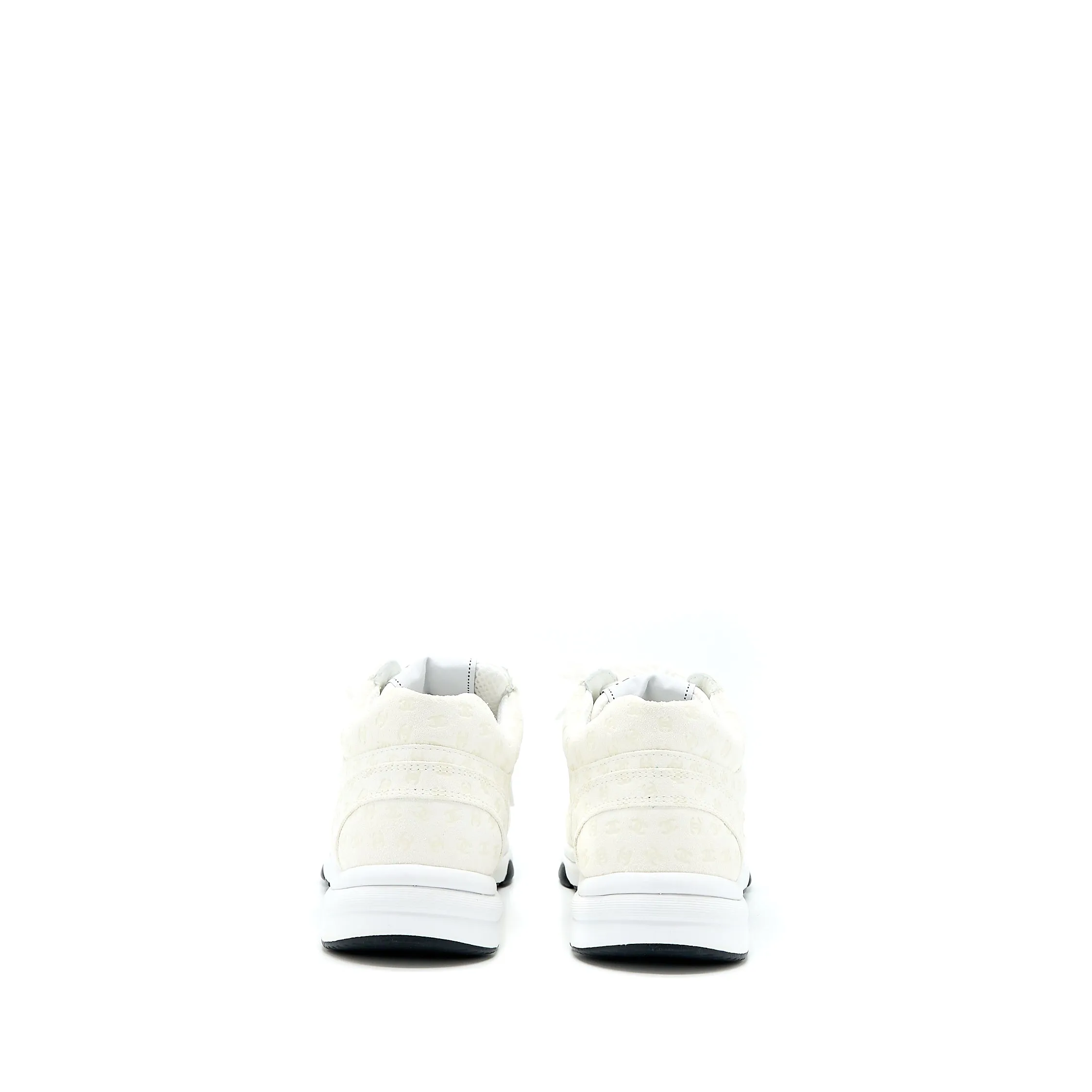 Chanel Size 37.5 22A Trainers Printed Suede Calfskin White