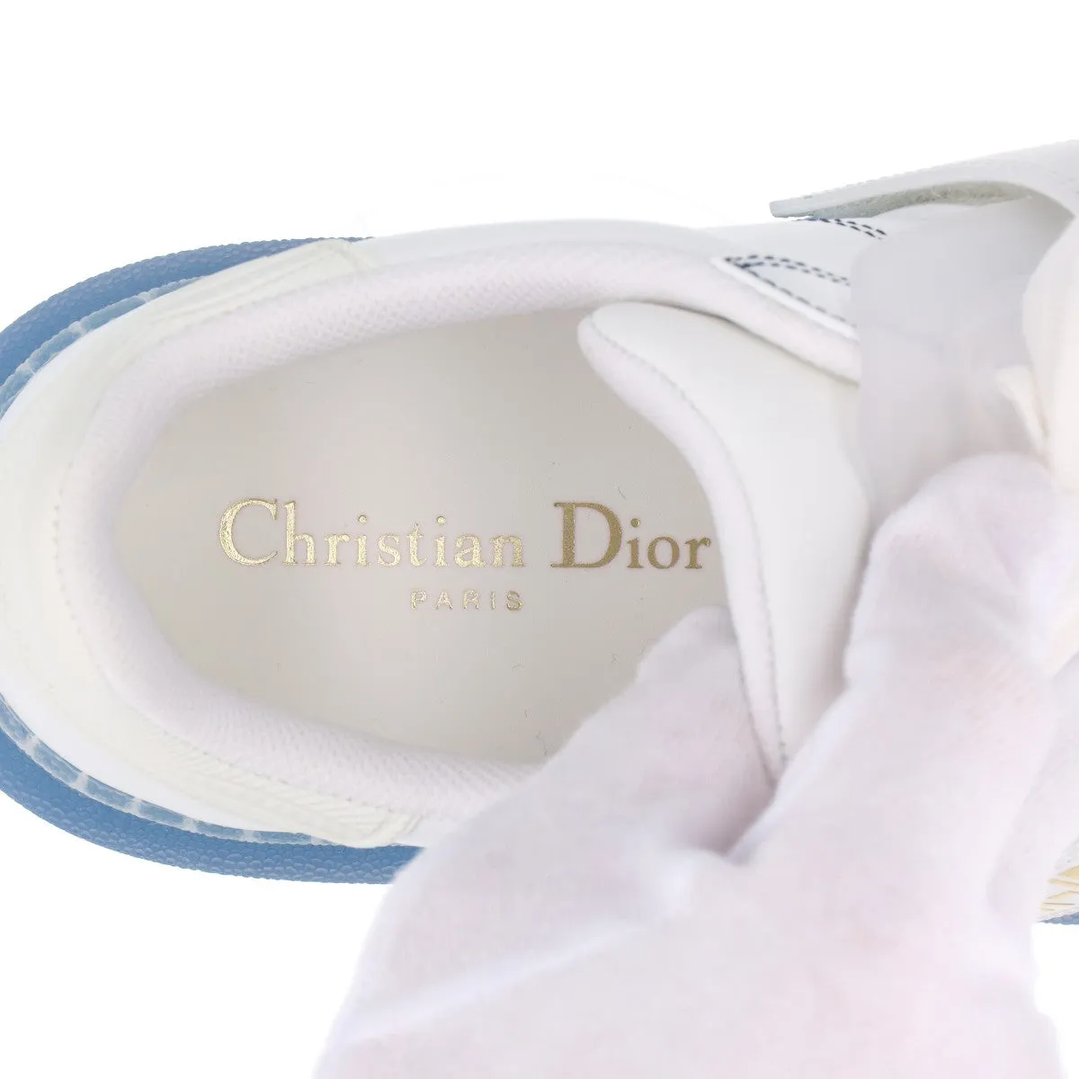 Chris Chandior DIOR-ID Leather  Laver Trainers 36.5  Blue × White Rement Rope  Bag