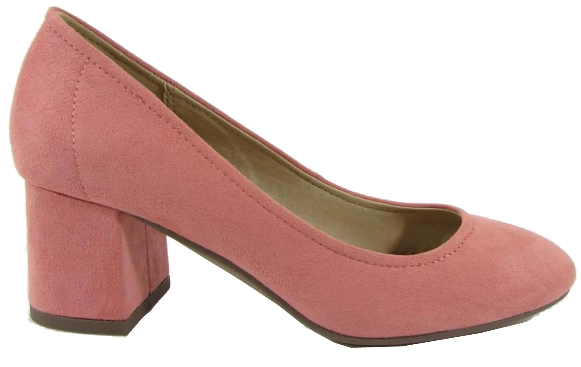 City Classified Women's Round Closed Toe Chunky Block Heel Pump