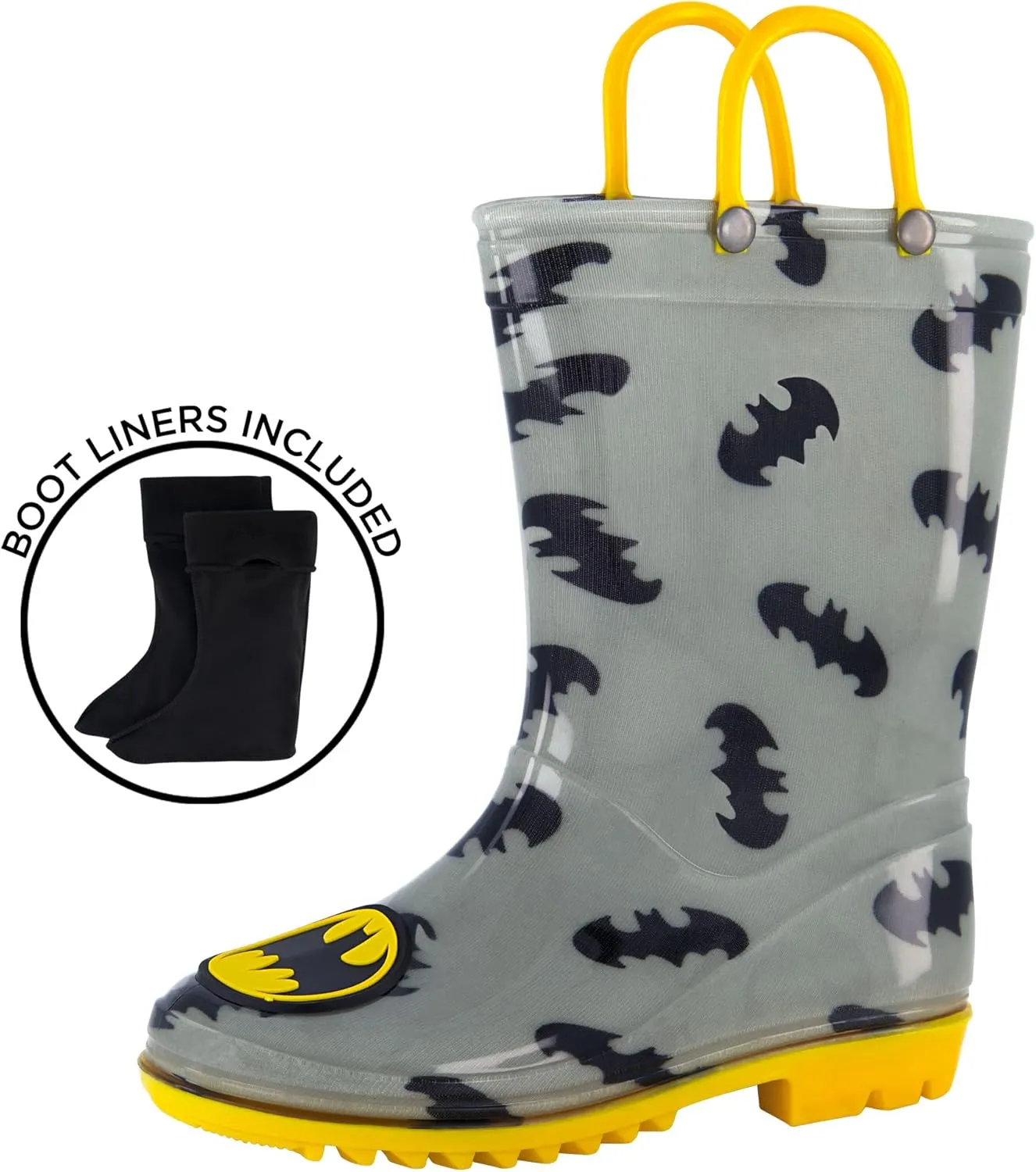 DC Comics Boy's Batman Kids Rain Boots with Soft Removable Liner Snow