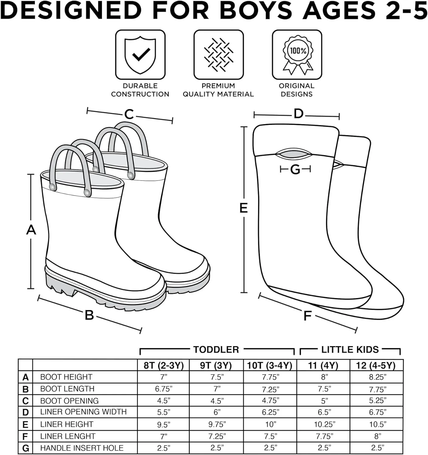 DC Comics Boy's Batman Kids Rain Boots with Soft Removable Liner Snow