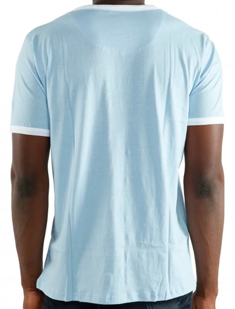 Diego Motif Crew Neck Ringer T-Shirt in Sky Blue