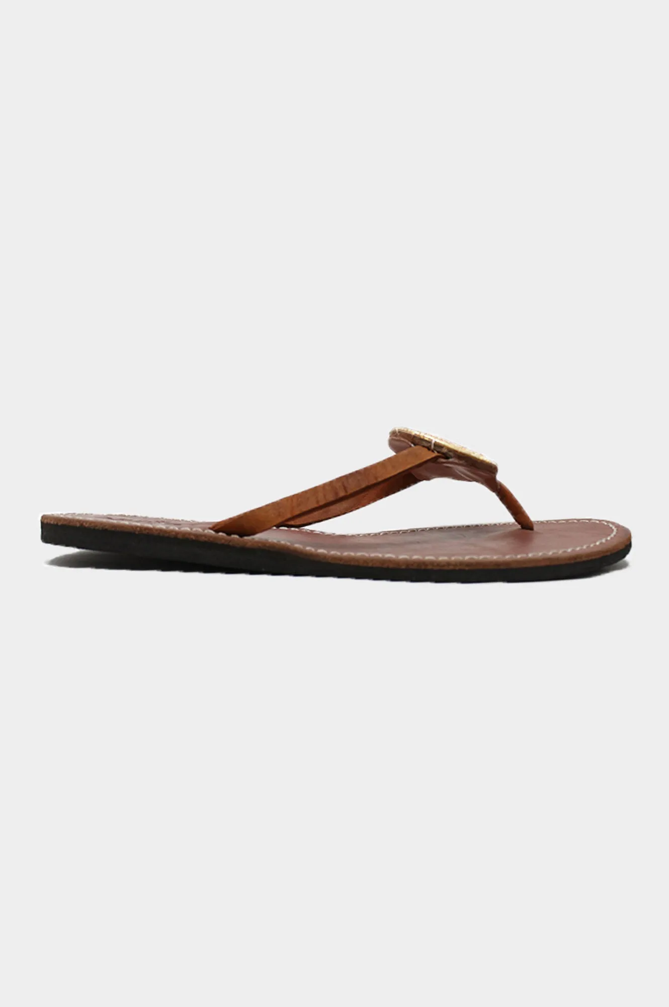 Disc Leather Sandals | Light Gold
