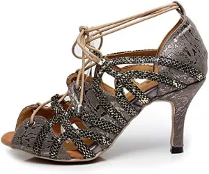 DKZSYIM Women's Latin Dance shoes Comfortable Salsa Performance practise Wedding Dance Sandals,Model QJW5017