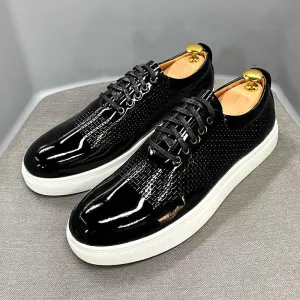 Dress Shoes -  Beckett Glossy Leather Sneakers