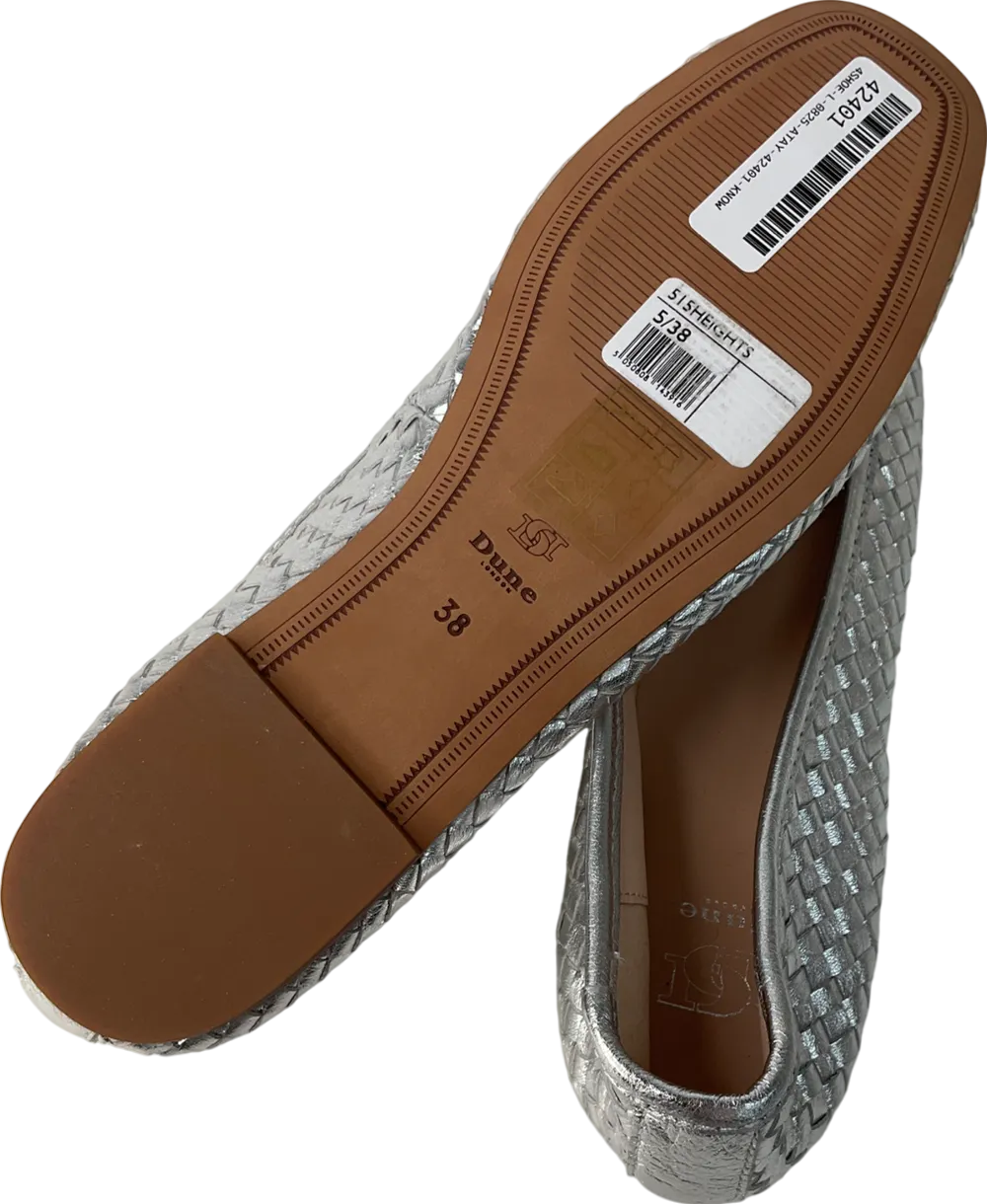 Dune Metallic Woven Leather Bow Detail Ballet Pumps UK 5 EU 38 