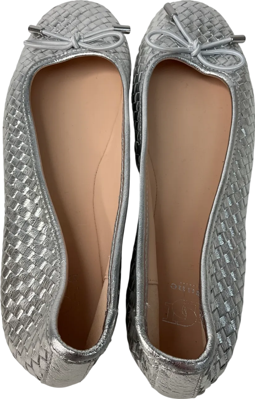 Dune Metallic Woven Leather Bow Detail Ballet Pumps UK 5 EU 38 