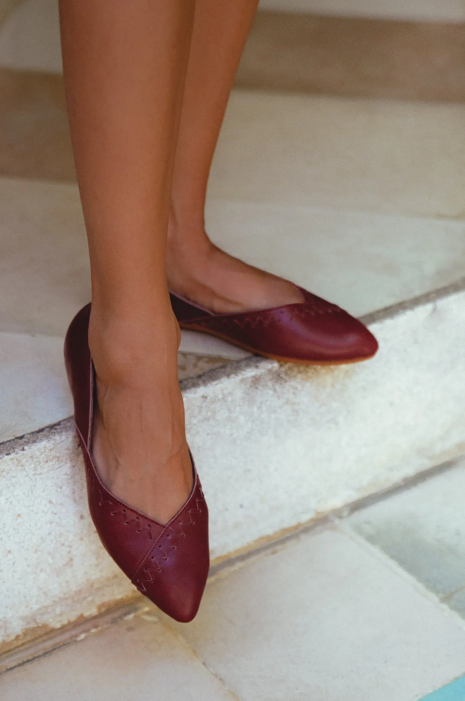 Elle Pointy Toe Leather Ballet Flats (Sz. 11.5)