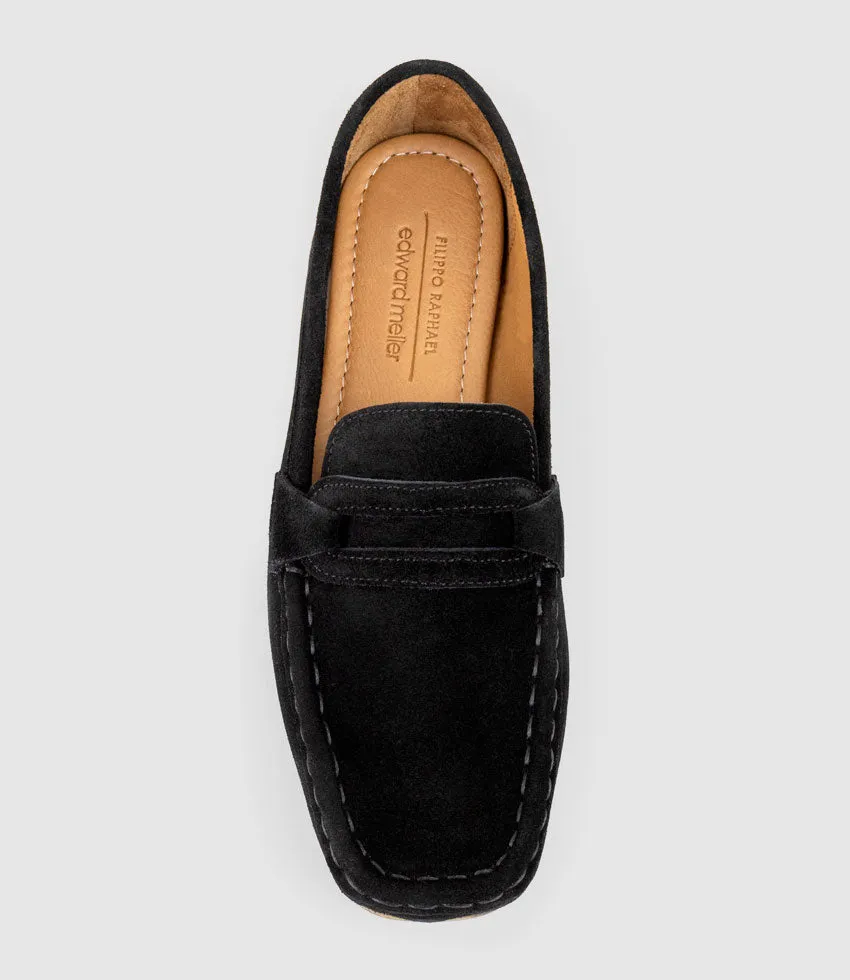 GERMAINE Moccasin in Black Suede