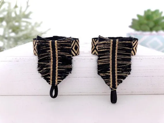 Girl's Black and Gold Boho Fringe Anklet Sandals