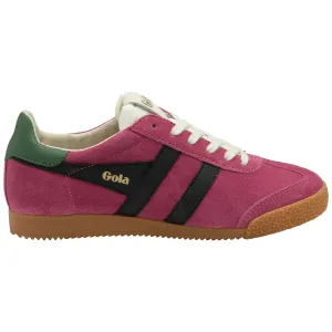 Gola Elan Ladies Fuchsia/Black/Evergreen Leather Lace Up Trainers
