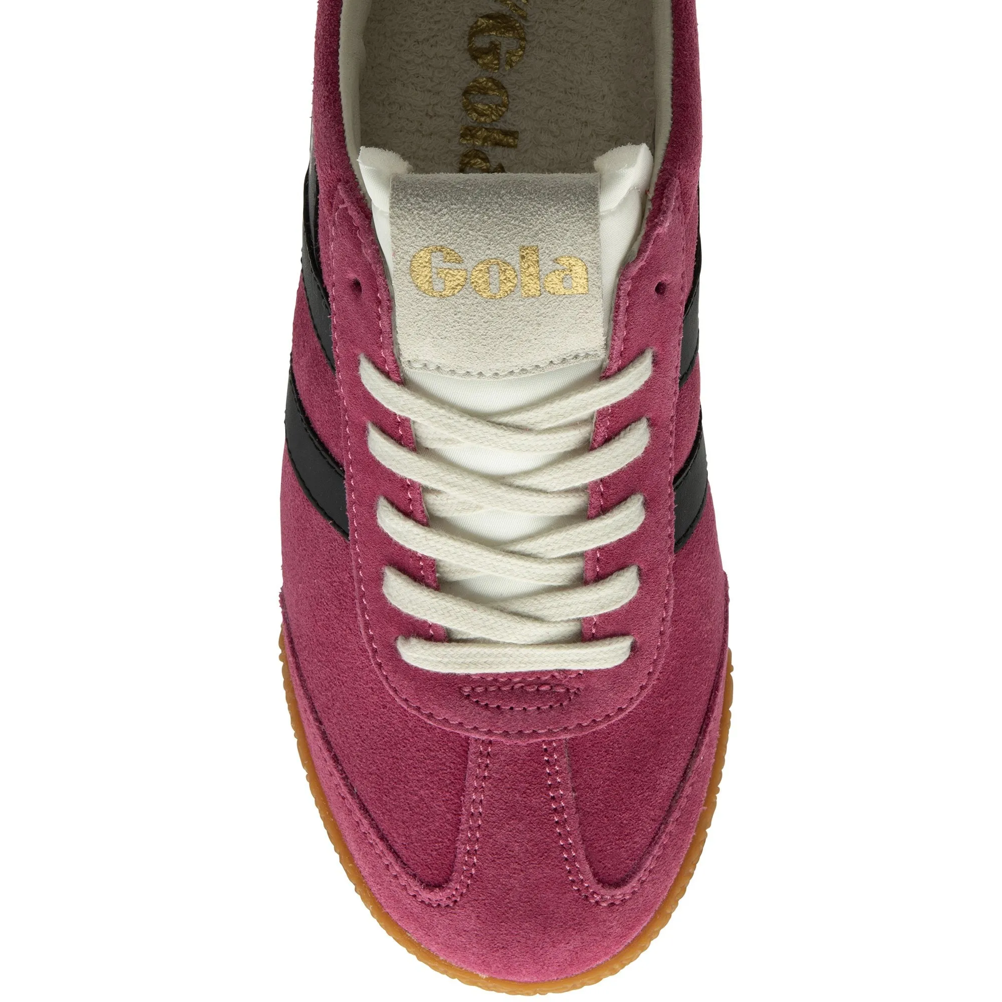 Gola Elan Ladies Fuchsia/Black/Evergreen Leather Lace Up Trainers