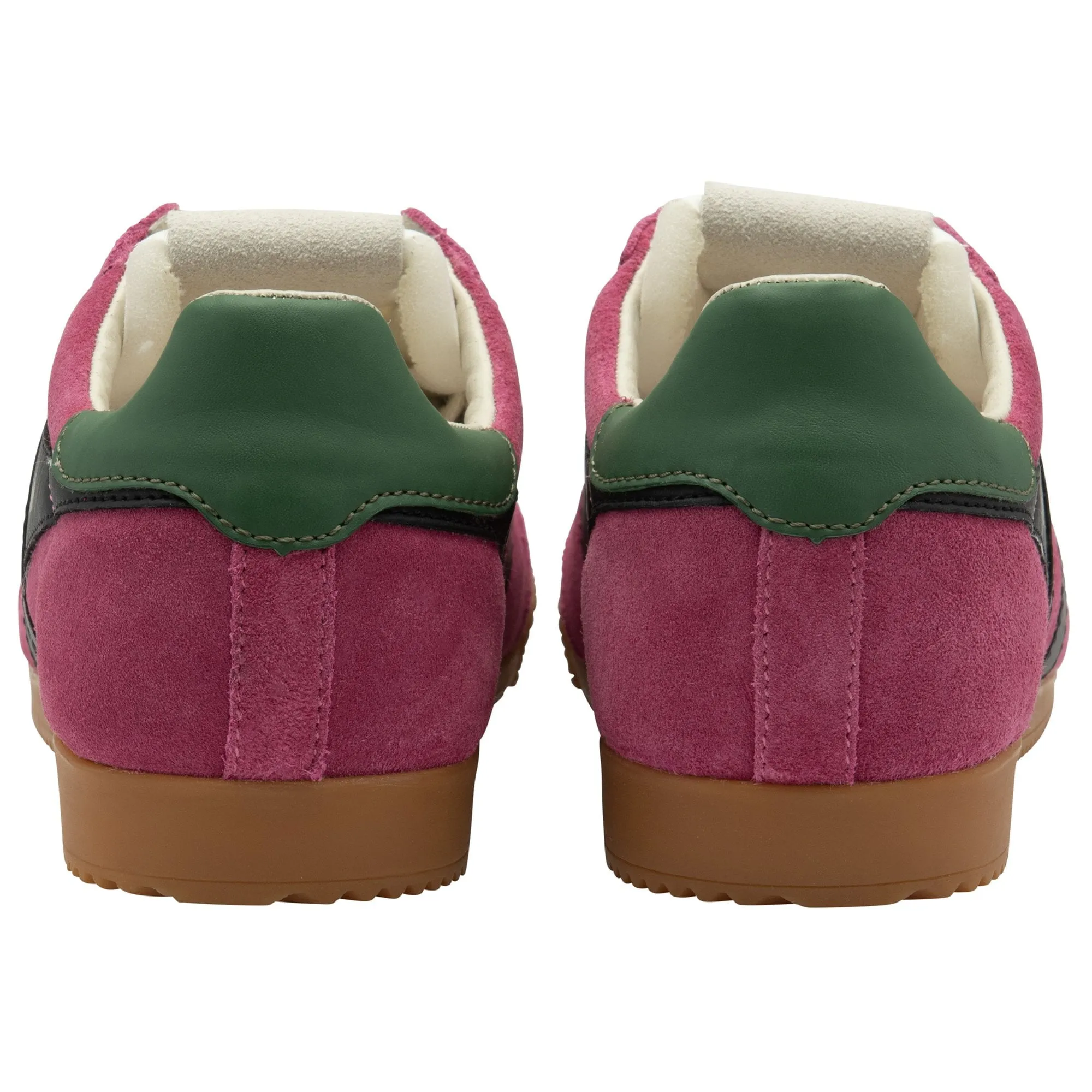 Gola Elan Ladies Fuchsia/Black/Evergreen Leather Lace Up Trainers