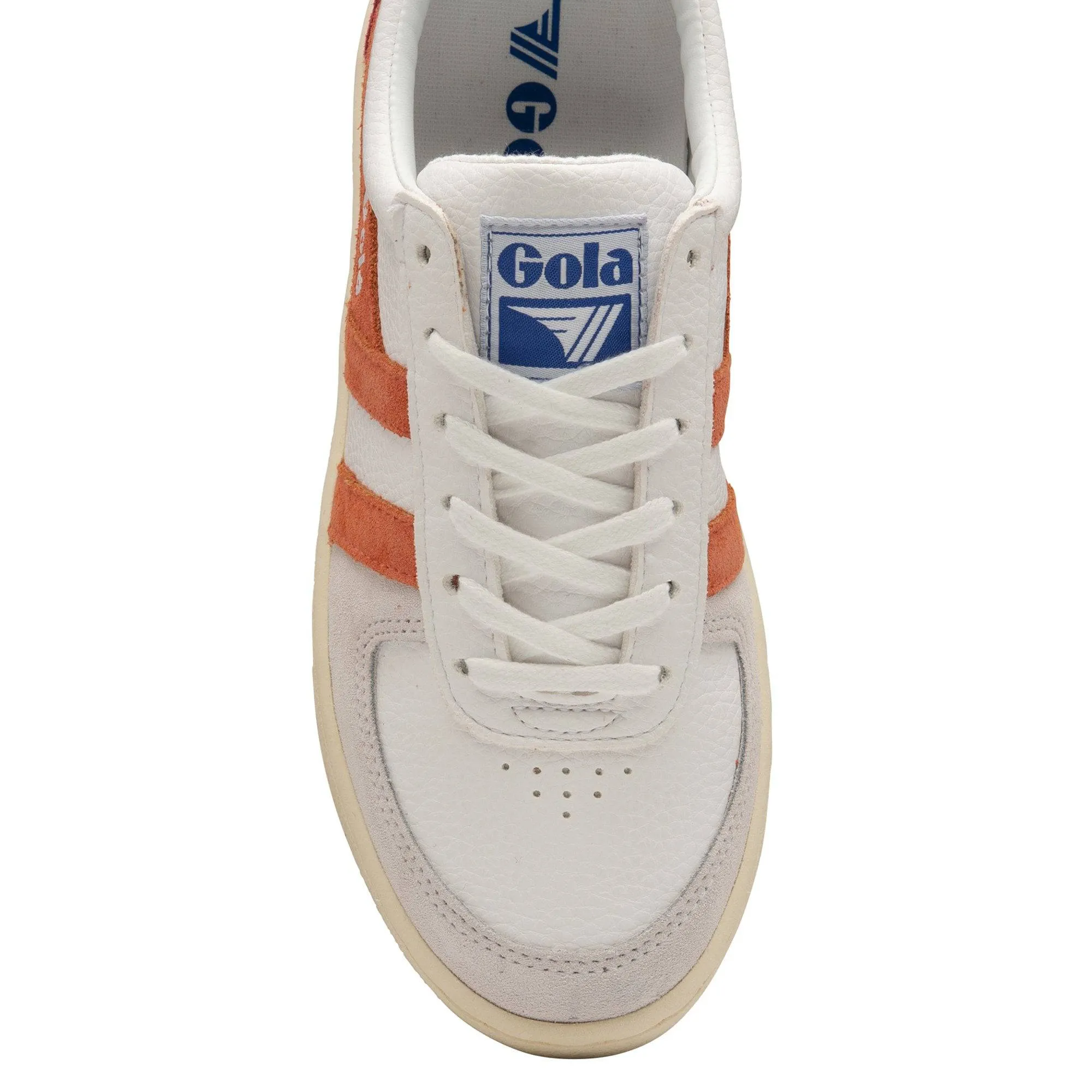 Gola Grandslam Trident Ladies White, Coral And Blue Leather Lace Up Trainers