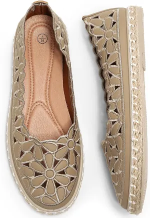 HEAWISH Womens Ballet Flat Daisy Round Toe Dress Shoes Casual Slip On Rope Loafer